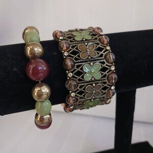 Brown & Green Stretch Bracelet Set